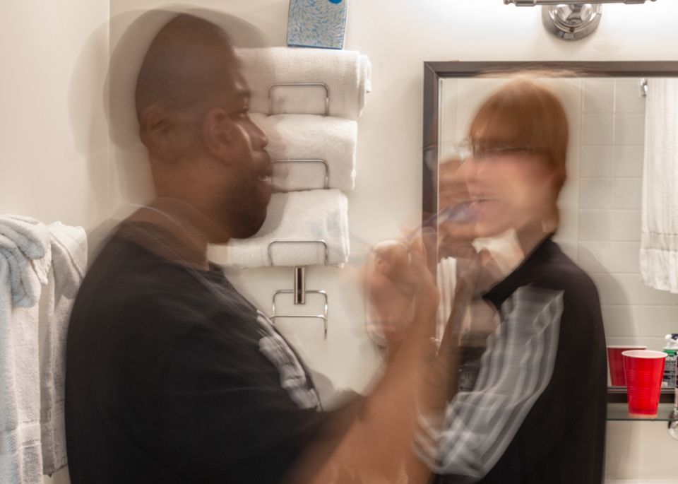 Michael and Ananda brushing Teeth 2778, 4-7-2019